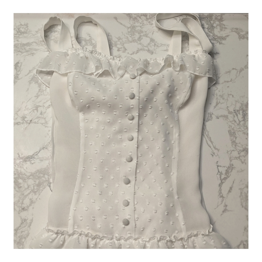 White Swiss Dot Romper - image 4